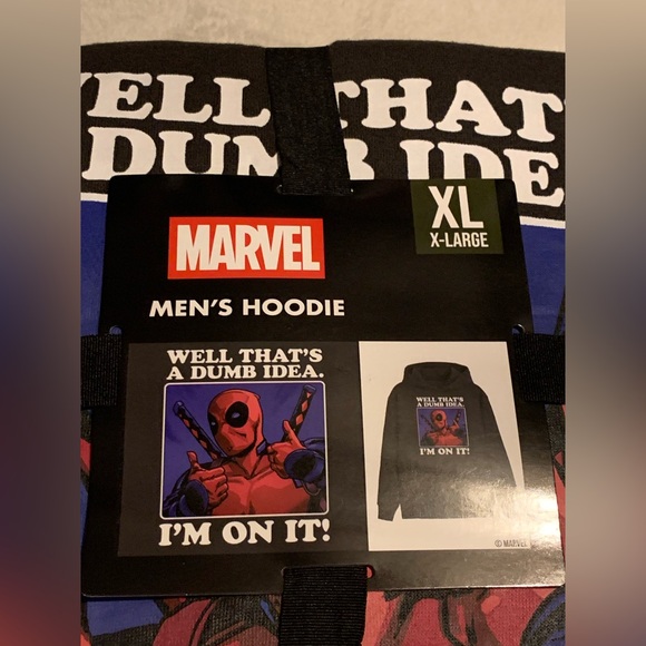 Deadpool Black XL Hooded Sweatshirt - Picture 2 of 3